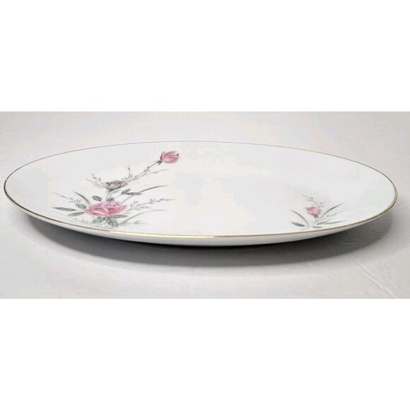 Vintage Golden Rose Fine China Tray Japan Made 10" Oval Plate Floral Gold Trim - Picture 3 of 10